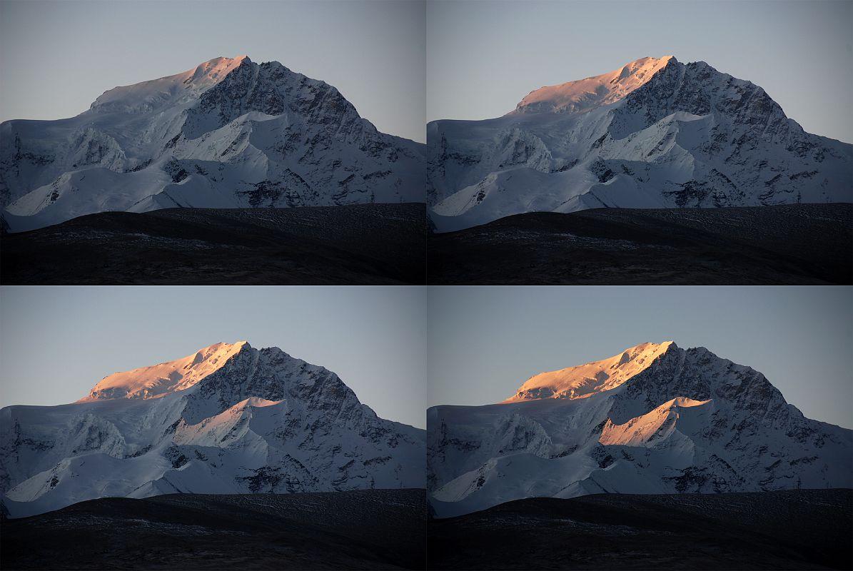 06 Sunrise Starts On Shishapangma East And North Faces From Shishapangma North Base Camp 